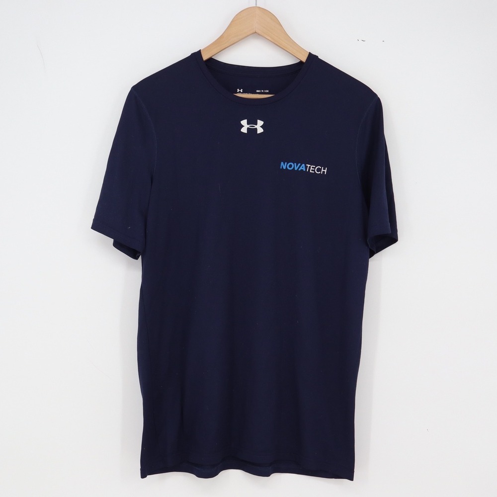 Under Armour T-Shirt Mens Small HeatGear Loose Navy Blue NovaTech Logo Excellent